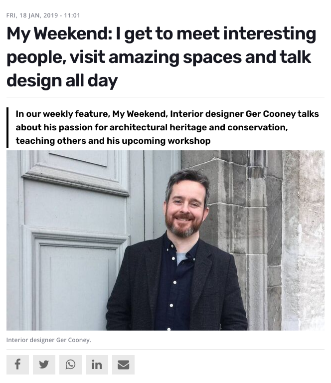 My Weekend: I get to meet interesting people, visit amazing spaces and talk design all day